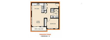 a floor plan of a house with a bedroom and a living room