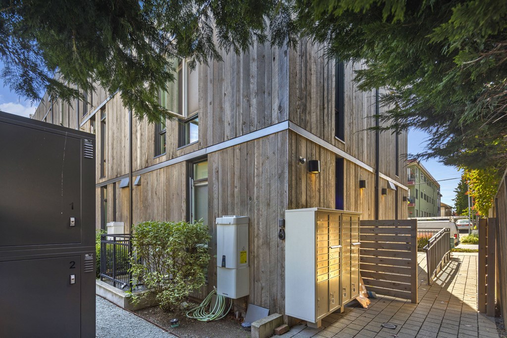 the exterior of a wood building