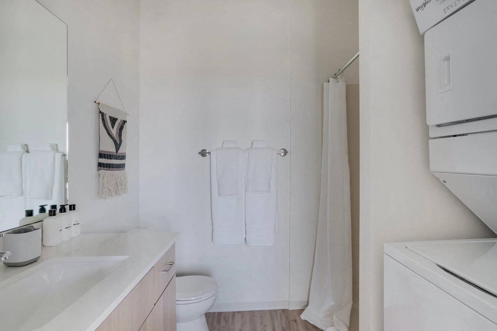 a bathroom with a sink and a toilet and a shower