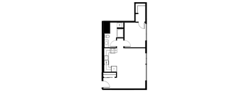 A black and white image of a floor plan with labeled rooms.