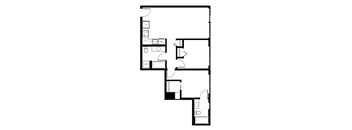 A black and white image of a floor plan for a house.