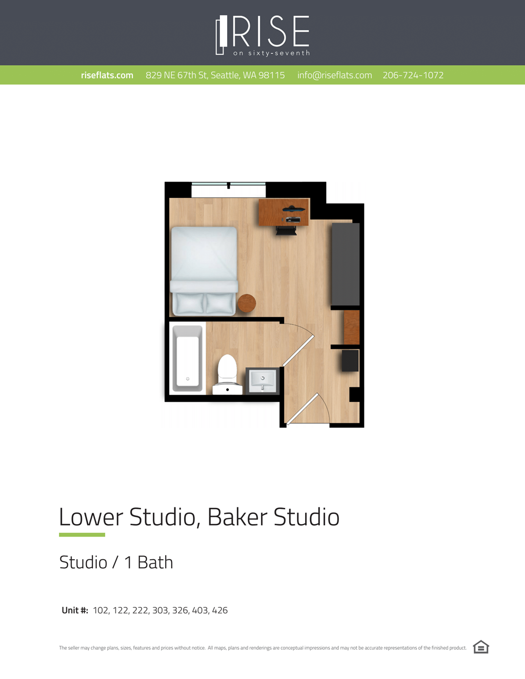 bedroom floor plan  studio  1 bath  the lower studio  baker studio