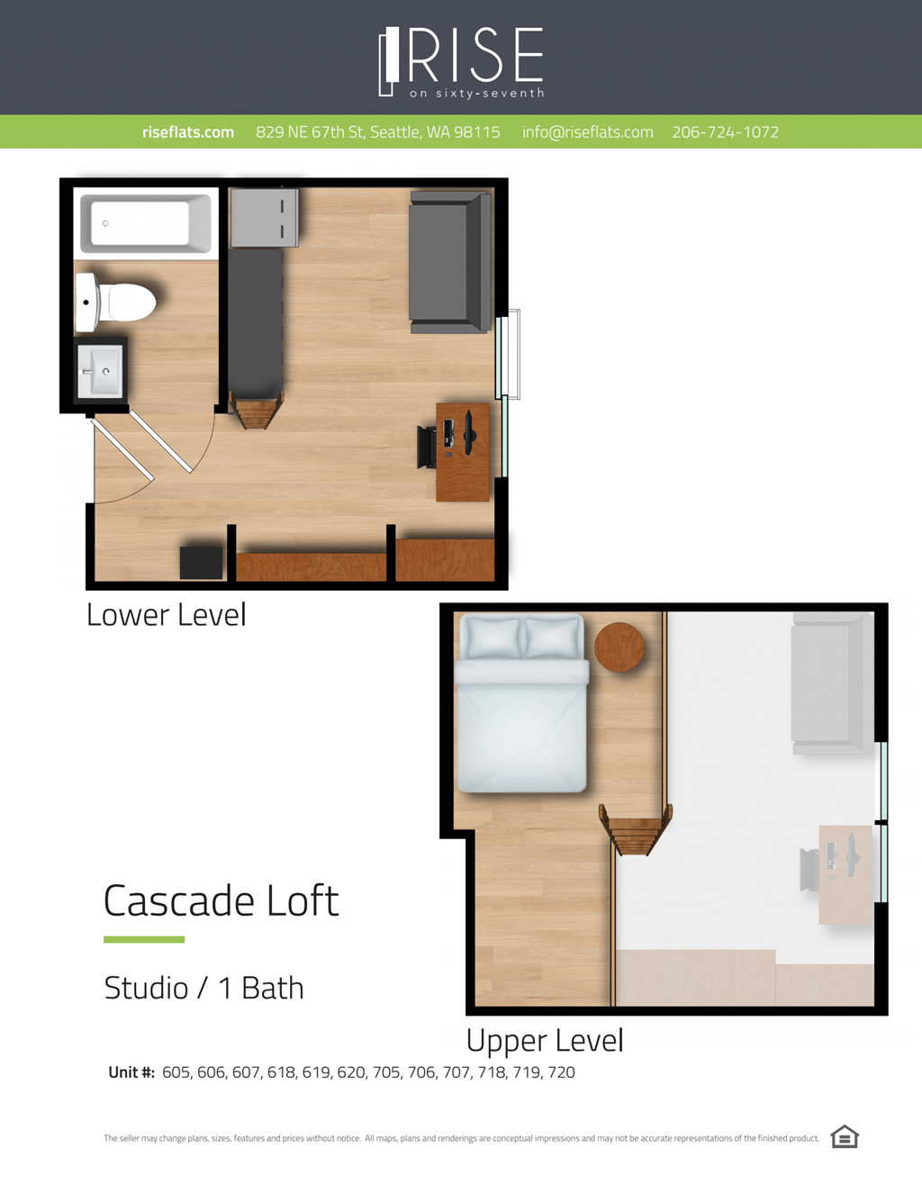 a floor plan of a studio loft with a bedroom and a bathroom