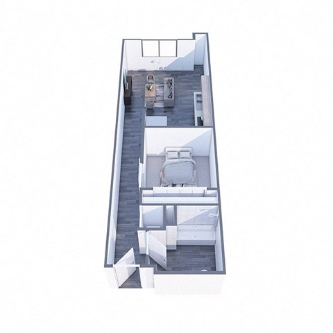A top down view of a modern house interior.