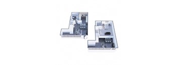 A floor plan of a two-story house with a living room, dining room, kitchen, and bedrooms.