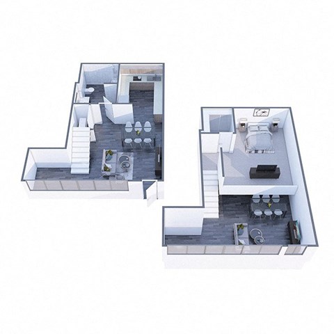 A floor plan of a two-story house with a living room, dining room, kitchen, and bedrooms.