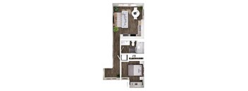 a floor plan of a house with a bedroom and a bathroom