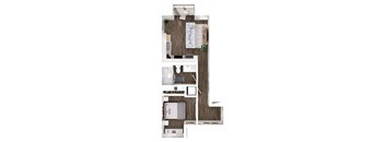 a floor plan of a house with a bedroom and a bathroom