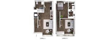 two different layouts of a floor plan of a room