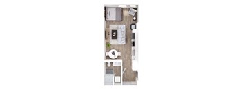 a floor plan of a house with a bedroom and a bathroom