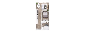 a floor plan with a bedroom and a bathroom