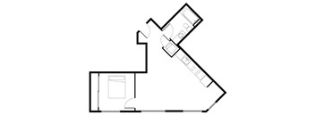 A black and white drawing of a house layout.