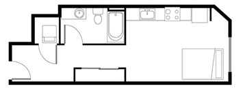 A black and white image of a floor plan of a house.