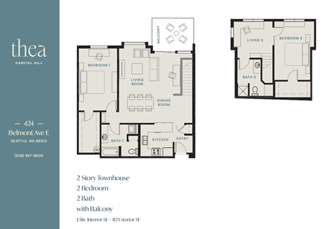 a floor plan of a 1 bedroom unit with a bathroom and a balcony
