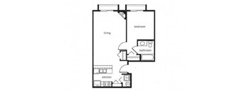 figured floor plan of a 1234 sq fts apartment