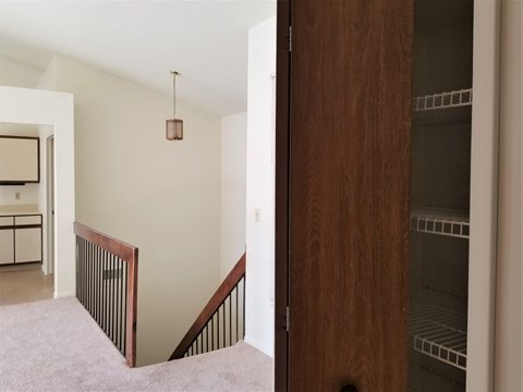 birchwood pointe apartments stairwell, hall linen closet