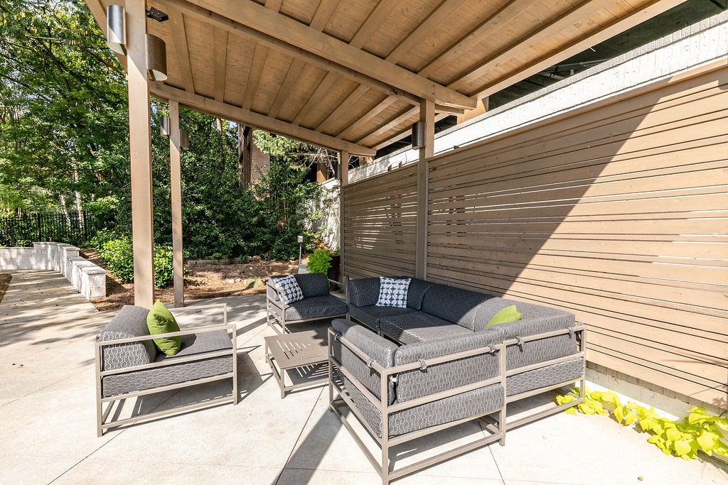 outdoor seating and firepit at 1401 West Paces, Atlanta