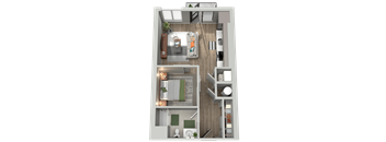 a floor plan of a house with a bedroom and a bathroom