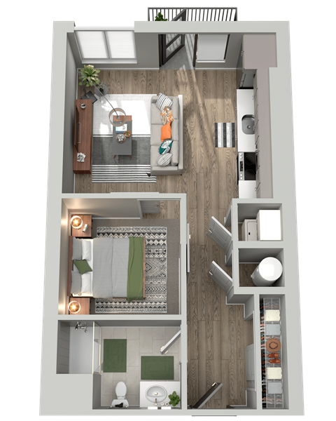 a floor plan of a house with a bedroom and a bathroom