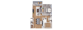 a floor plan of a 1 bedroom apartment