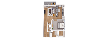 a floor plan of a 1 bedroom apartment