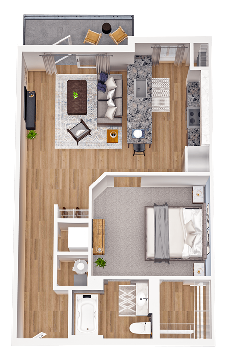 a floor plan of a 1 bedroom apartment