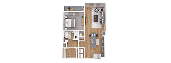 a floor plan of a 1 bedroom apartment