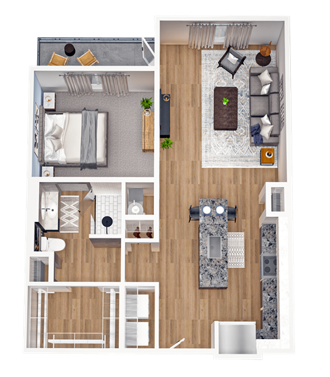a floor plan of a 1 bedroom apartment