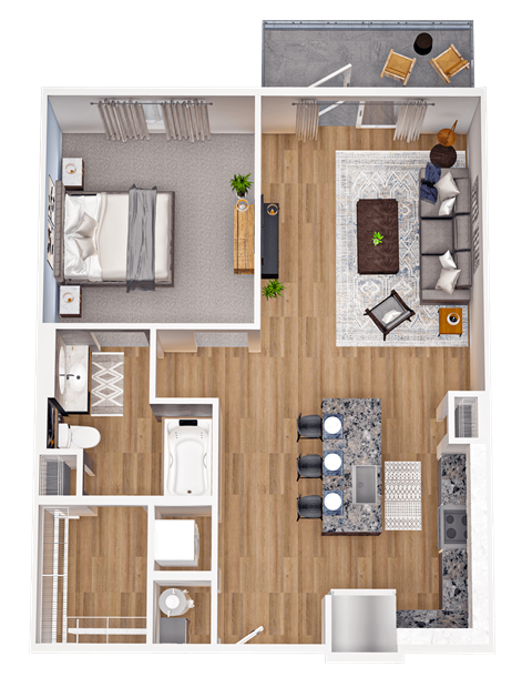 a floor plan of a 1 bedroom apartment