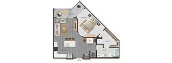 a floor plan of a bedroom apartment with a bathroom and a living room