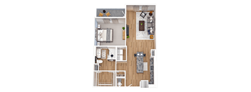 a floor plan of a 1 bedroom apartment