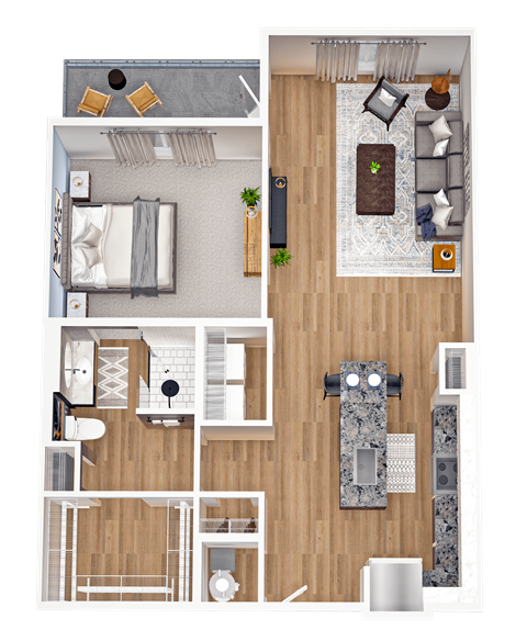 a floor plan of a 1 bedroom apartment