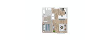 a floor plan of a 1 bedroom apartment