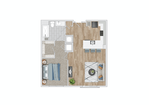 a floor plan of a 1 bedroom apartment