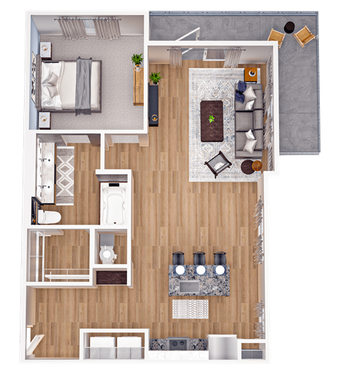 a floor plan of a 1 bedroom apartment