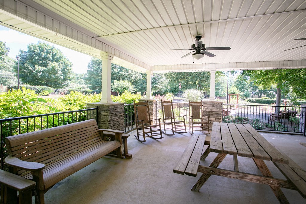 picnic pavilion with fans