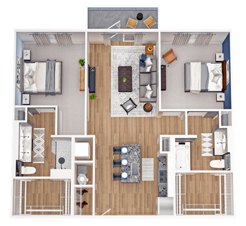 a floor plan of a 3 bedroom apartment