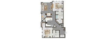 a floor plan of a house with bedrooms and a living room