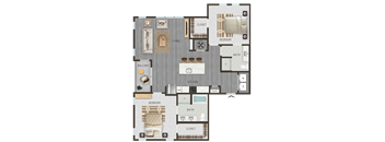 a floor plan of a house with bedrooms and a living room
