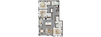 a floor plan of a house with bedrooms and a living room