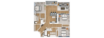 a floor plan of a 3 bedroom apartment