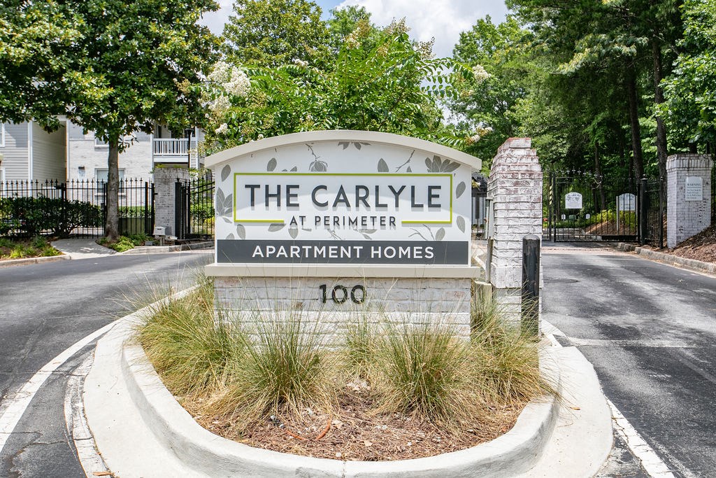 Front Entrance Sign at The Carlyle at Perimeter, Dunwoody, GA
