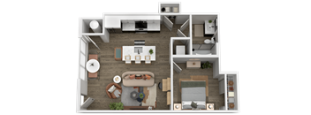 a floor plan of a house with a bedroom and a living room