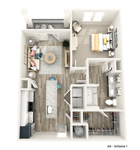 a floor plan of a 1 bedroom apartment