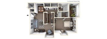 1X1B Floor Plan at Seven Pines, Georgia