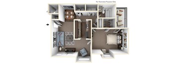 1X1C Floor Plan at Seven Pines, Alpharetta, GA, 30022