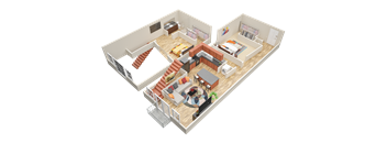 1 bed 2 bath floor plan A2L  at Mariposa Lofts, Georgia