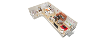 1 bed 2 bath floorplan  at Mariposa Lofts, Atlanta, 30307