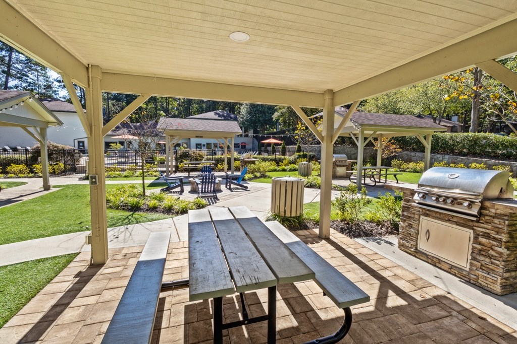 grill in courtyard at Seven Pines, Georgia