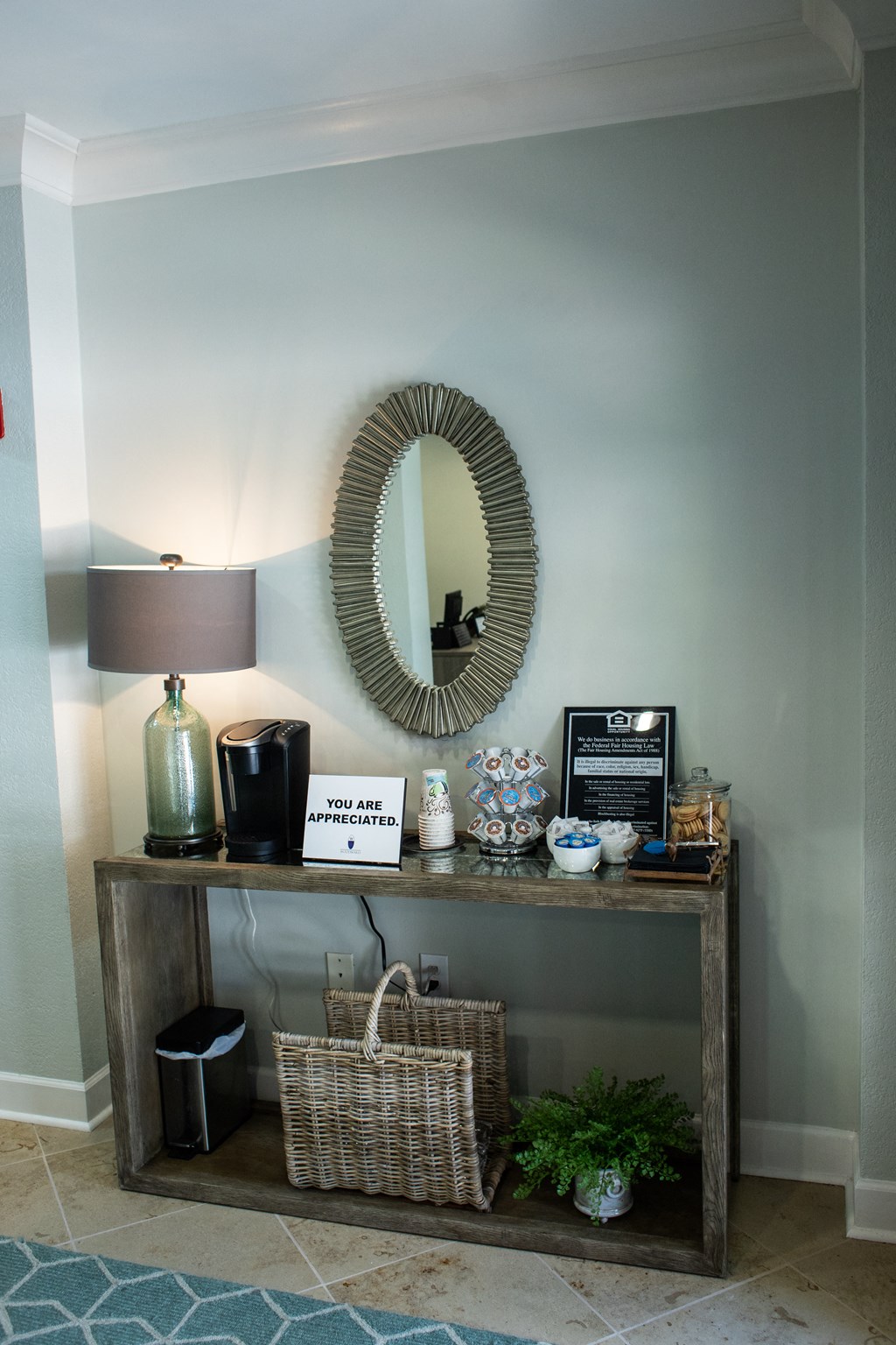 coffee bar in leasing office at The Orleans of Decatur, Georgia